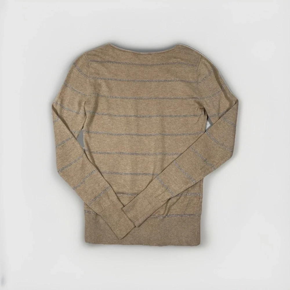 Ann Taylor Loft Women's Metallic Stripe Shoulder‎ Zipper Sweater Size XXSP